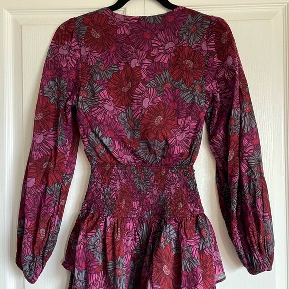Olivaceous Women’s 3/4 Sleeve Ruffle Hem Floral Print Dress in Fuchsia - Small - Picture 5 of 10